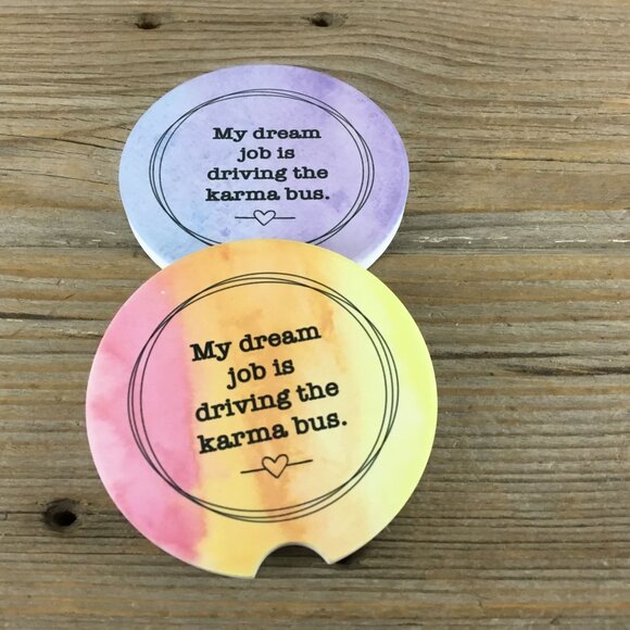 My Dream Job is Driving the Karma Bus Car Coasters Set of 2 - Picture 4 of 6